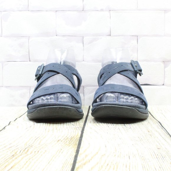 Clarks Springers Sun Lauren Navy Leather Ankle Strap Sandals Size 6.5 M - Picture 4 of 7